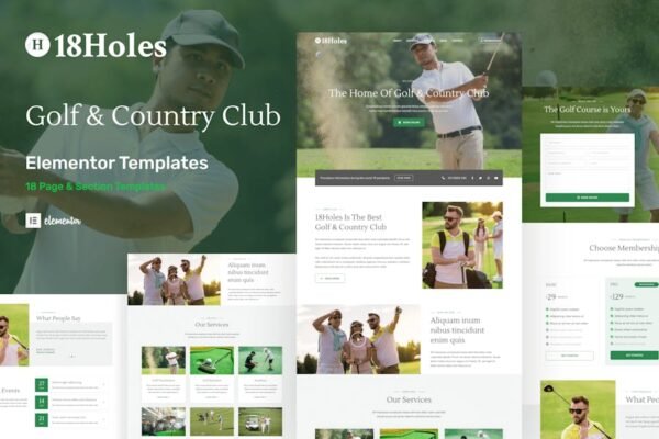 18Holes - Golf & Country Club Website Elementor Template Kit