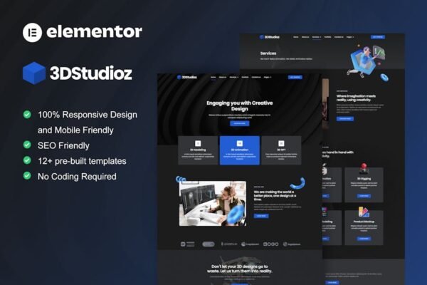 3dstudioz - 3D Design & Animation Studio Elementor Template Kit