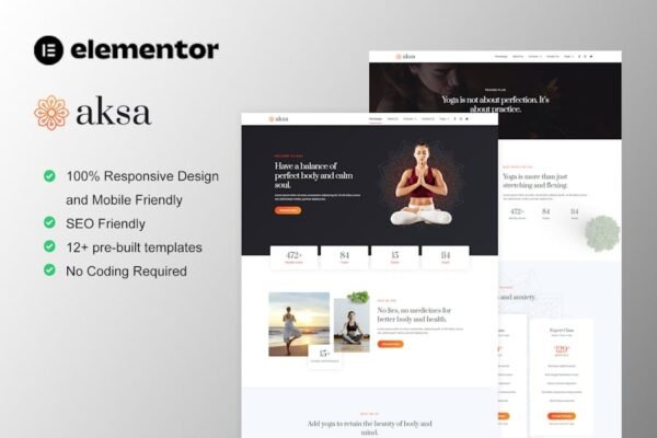 Aksa - Yoga Teacher & Studio Elementor Template Kit