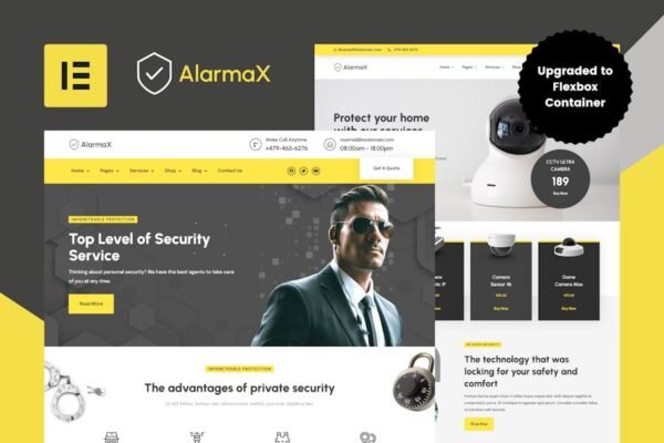 Alarmax - Security Services & Alarm Installation Elementor Template Kit