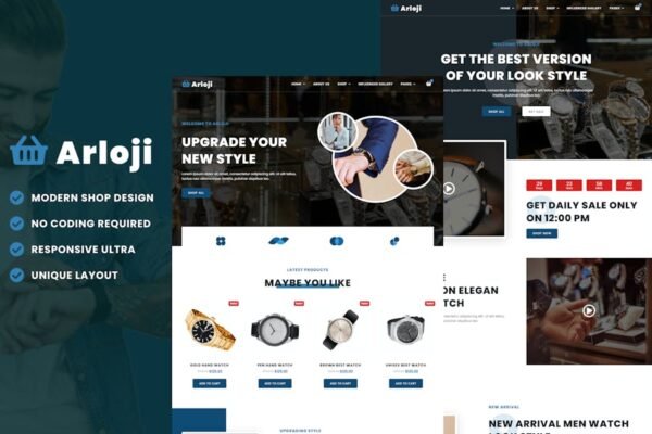 Arloji - Modern Hand Watch Shop eCommerce Elementor Template Kit