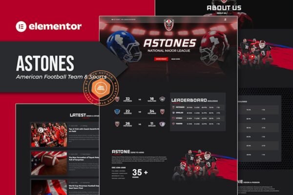 Astones - American Football Team & Sports Elementor Template Kit