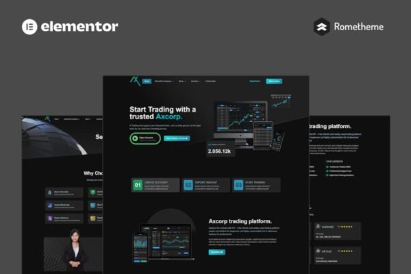 Axcorp - Trading & Investment Company Elementor Pro Template Kit