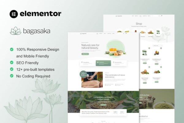 Bagasaka - Ayurveda Treatment & WooCommerce Store Elementor Pro Template Kit