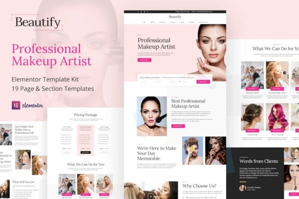 Beautify - Makeup Artist & Hair Stylist Elementor Template Kit