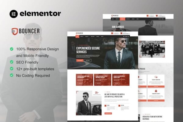 Bouncer - Bodyguard & Security Agency Elementor Template Kit