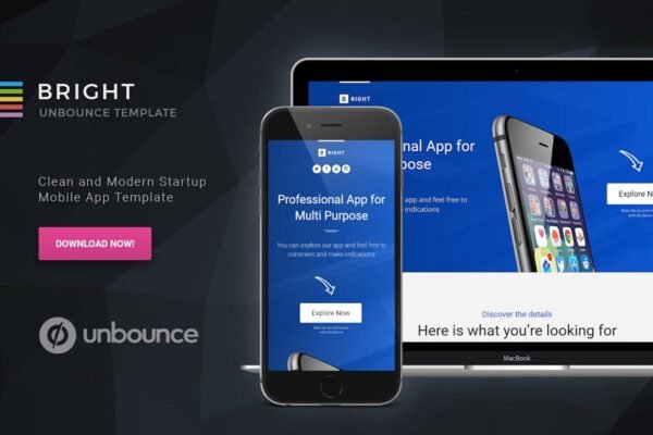 Bright - Unbounce Startup Landing Page