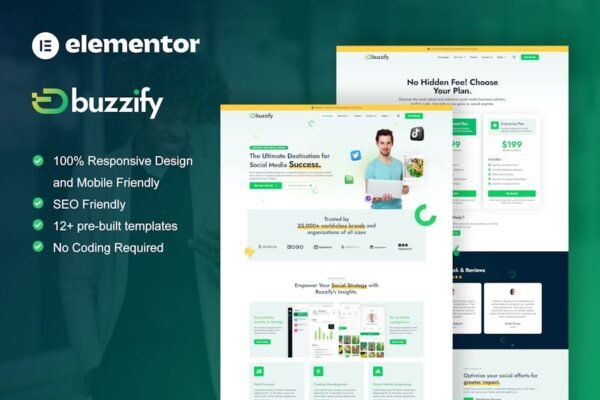 Buzzify - Social Media Marketing Agency Elementor Template Kit