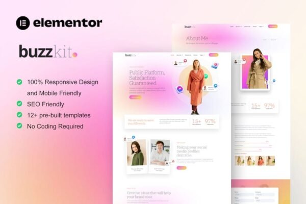 Buzzkit - Influencer & Creative Agency Elementor Template Kit