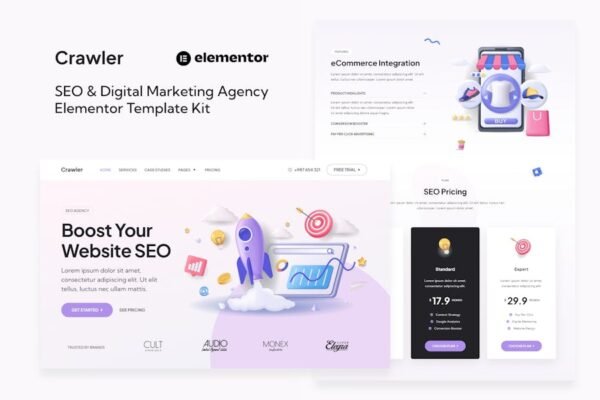 Crawler - SEO & Digital Marketing Agency Elementor Template Kit