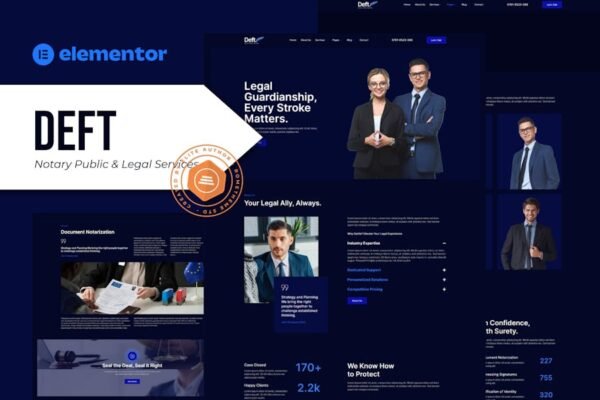 Deft - Notary Public & Legal Services Elementor Template Kit