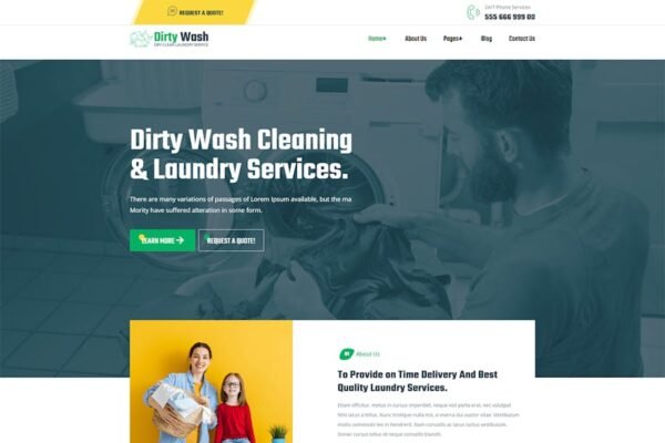 DirtyWash - Dry Cleaning & Laundry Service Elementor Template Kit