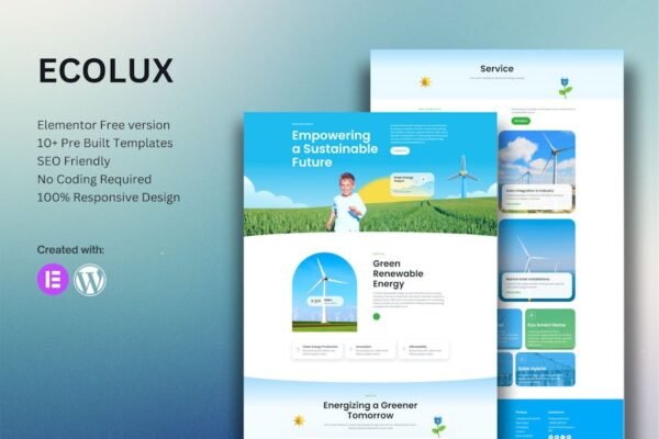 Ecolux - Green Renewable Energy Elementor Template Kit