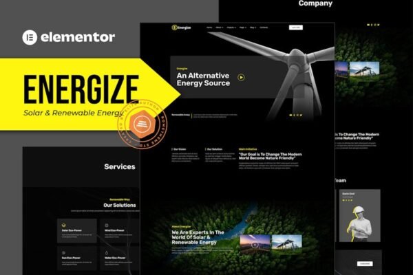 Energize - Solar & Renewable Energy Elementor Template Kit