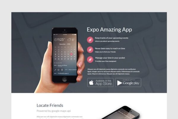 Expo Unbounce Product Landing Page