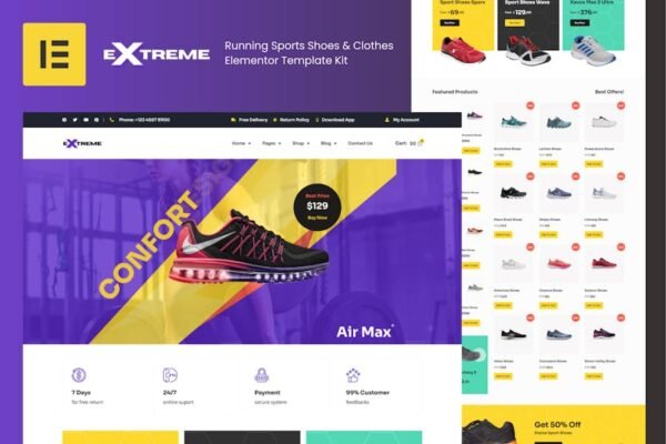 Extreme - Sports Footwear Store Elementor Template Kit