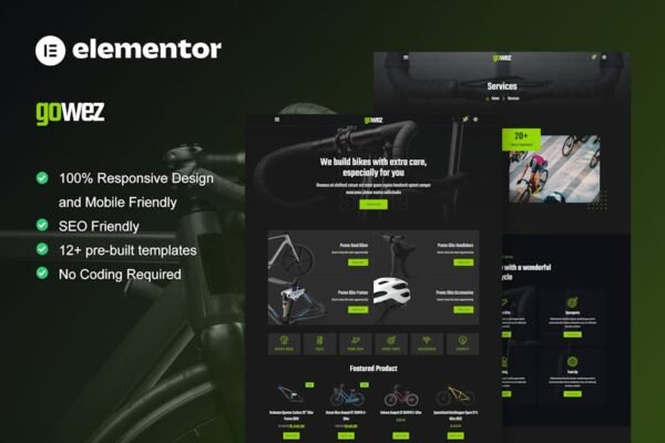 Gowez - WooCommerce Bike Shop & Bike Service Elementor Template Kit