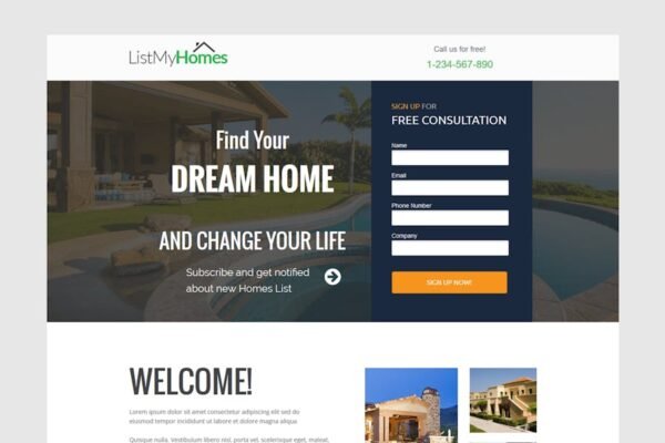 Homes Realestate unbounce Landing Page