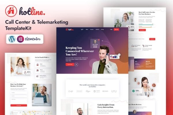 Hotline | Call Center & Telemarketing Elementor Template Kit