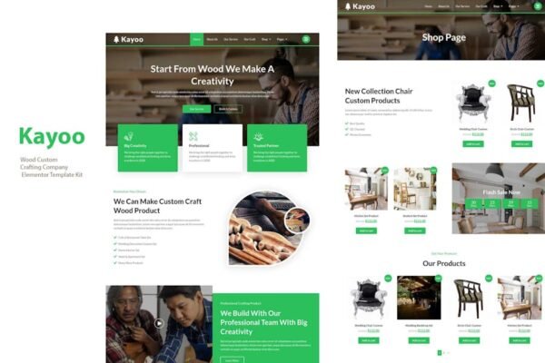 Kayoo - Wood Company Woocommerce Elementor Template Kit
