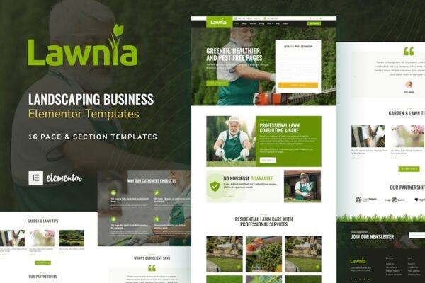 Lawnia - Gardener & Landscaping Business Elementor Template Kit