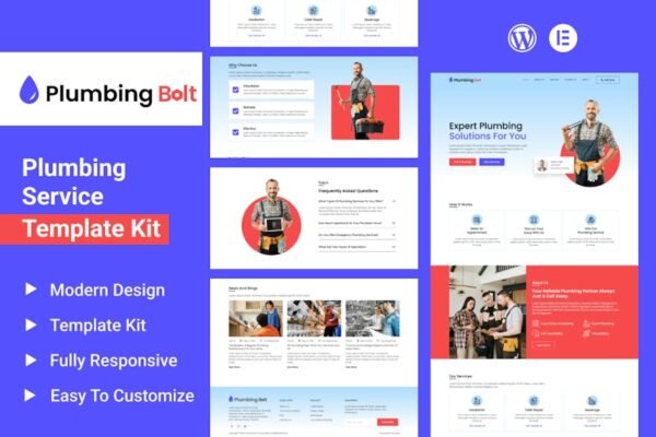 Plumbing Bolt - Plumbing Services Elementor Template Kit
