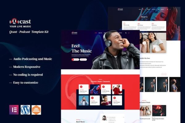 Qcast - Podcast & Music Elementor Template Kit