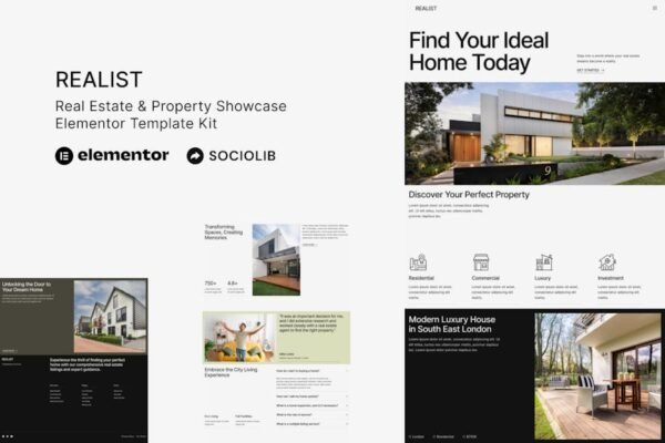 Realist - Real Estate & Property Showcase Elementor Template Kit