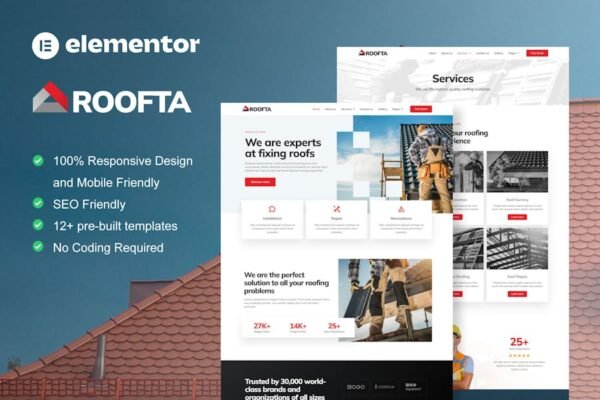 Roofta - Roofing Services Elementor Template Kit