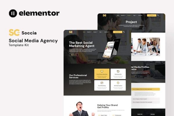 Soccia - Social Media Agency Elementor Template Kit