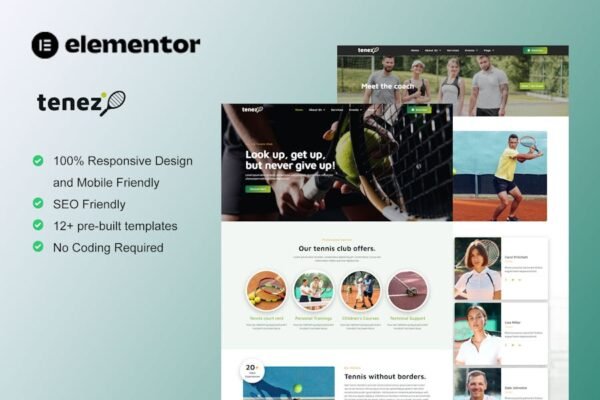 Tenez - Tennis School & Club Elementor Template Kit
