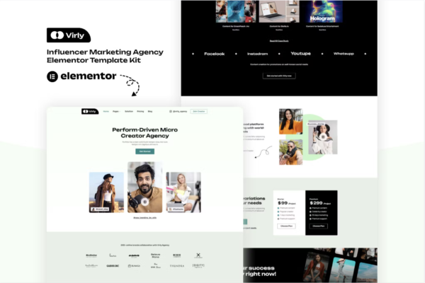 Virly - Influencer Marketing Agency Elementor Template Kit