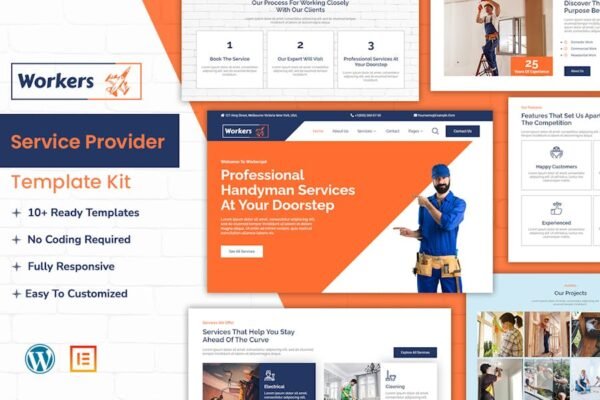 WorkersJet - Handyman & Repair Service Elementor Template Kit