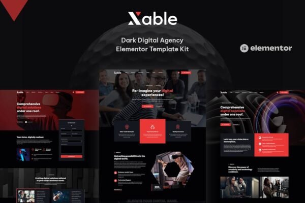 Xable - Dark Digital Agency Elementor Pro Template Kit