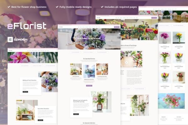 eFlorist - Flower Boutique & Decoration Elementor Pro Template Kit